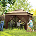10.7 x 10.7ft Pop-Up Gazebo with Removable Mesh Curtains and UV30 Roof, Beige