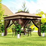 10.7 x 10.7ft Pop-Up Gazebo with Removable Mesh Curtains and UV30 Roof, Beige