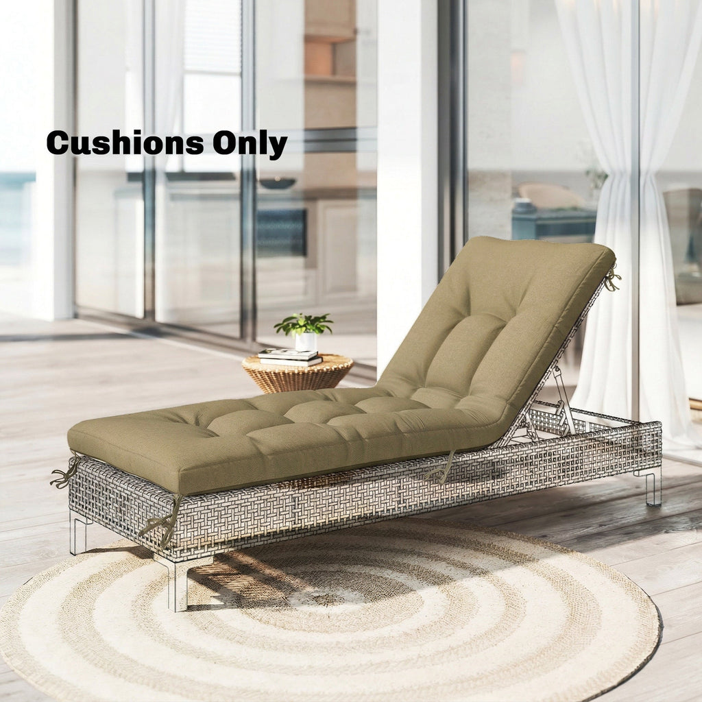 Memory Foam Sun Lounger Cushion with Ties, 190 x 60 cm, Sand