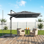 8' x 8' Cantilever Patio Umbrella with Base Weights, Dark Grey