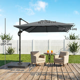 8' x 8' Cantilever Patio Umbrella with Base Weights, Dark Grey