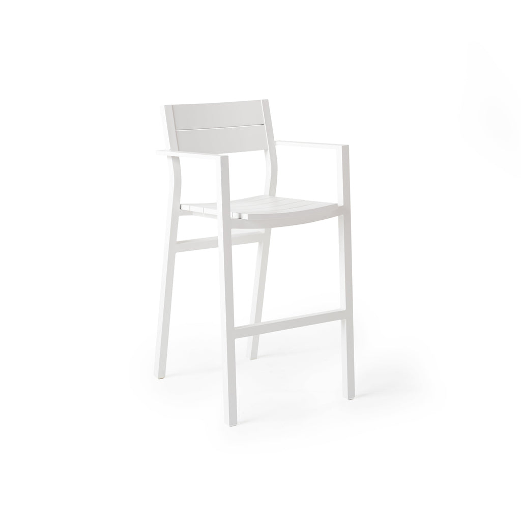 Belvedere Bar Chair in Textured White Aluminum
