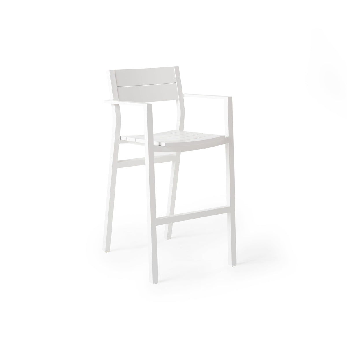 Belvedere Bar Chair in Textured White Aluminum