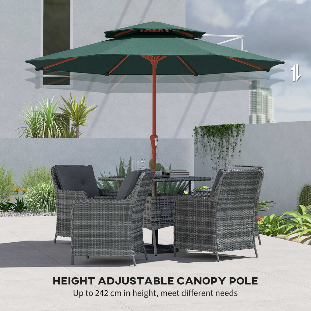 104'' x 104'' Patio Umbrella with Crank and Double Top, Green