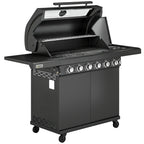 6+1 Burner Gas BBQ Grill with Cabinet and Viewing Window, Black