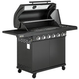 6+1 Burner Gas BBQ Grill with Cabinet and Viewing Window, Black