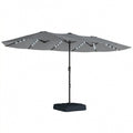 4.5 m Double-Sided Garden Parasol with LED Lights, Base & Sandbags, Grey