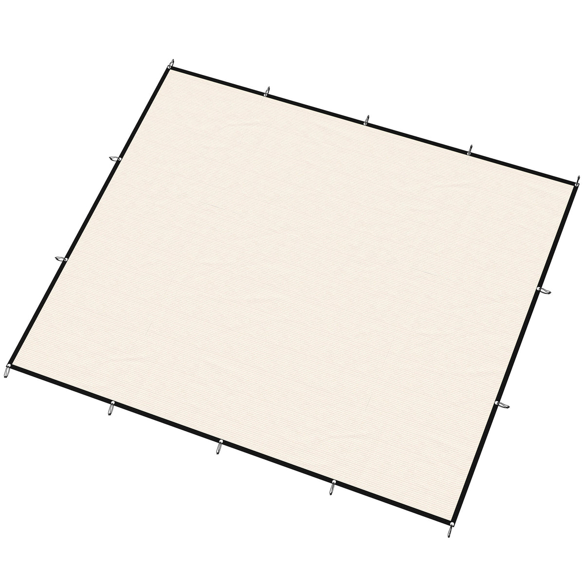 Rectangle Shade Sail 3 x 3.6 m Beige with SS Eyelets & Bungee Cords, UV-blocking