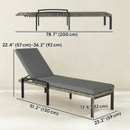 Pair of Wicker Chaise Loungers with 5-Level Backrest & Cushion, Light Grey