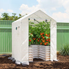 56" x 56" x 75" Raised Garden Bed Greenhouse with PE Cover, White