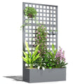 35" x 16" x 70" Raised Garden Bed with Trellis and Privacy Screen, Grey Wood Effect