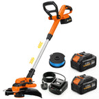 Cordless 2-in-1 Grass Trimmer & Edger with 2x4.0Ah Batteries, 25cm Cut