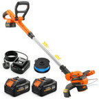 Cordless 2-in-1 Grass Trimmer & Edger with 2x4.0Ah Batteries, 25cm Cut