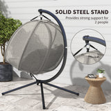 2-Person Double Egg Chair with Stand, 528 lbs Capacity, Cushioned Loveseat, Khaki