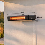 2000W Infrared Wall-Mount Heater with APP, Touch & Remote, IP65, 9 Levels, Black