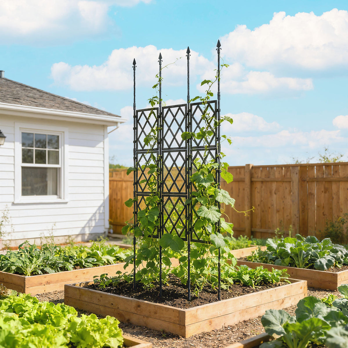 33.5 x 77.6 Inch Foldable Garden Trellis for Climbing Plants, Black