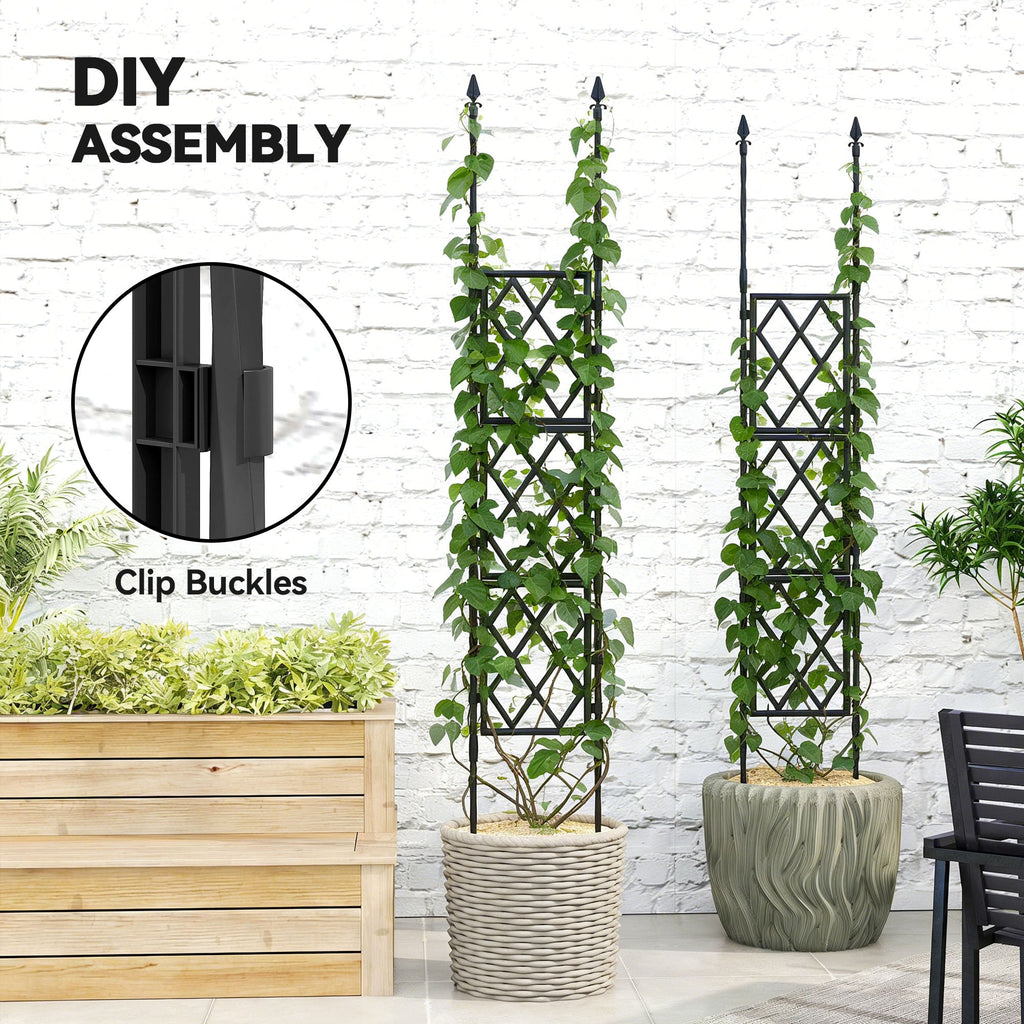 33.5 x 77.6 Inch Foldable Garden Trellis for Climbing Plants, Black