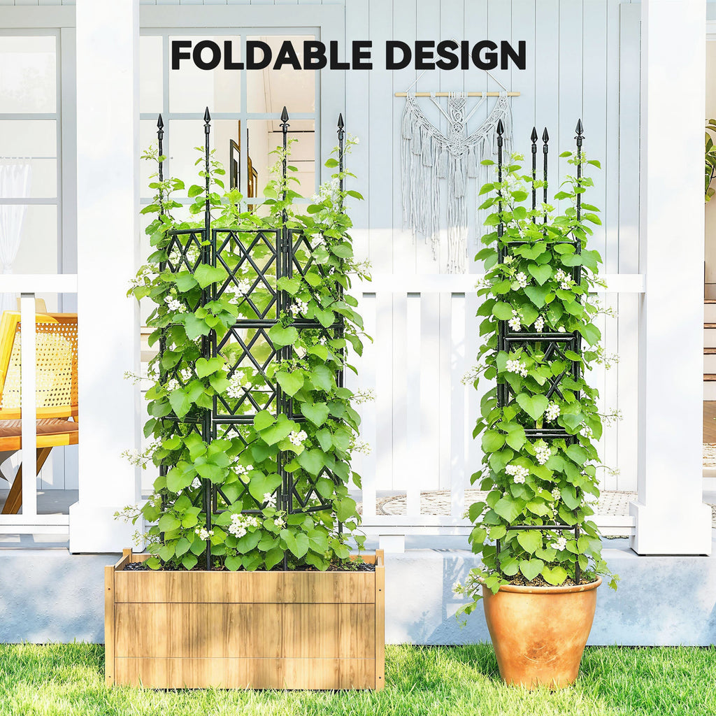 33.5 x 77.6 Inch Foldable Garden Trellis for Climbing Plants, Black