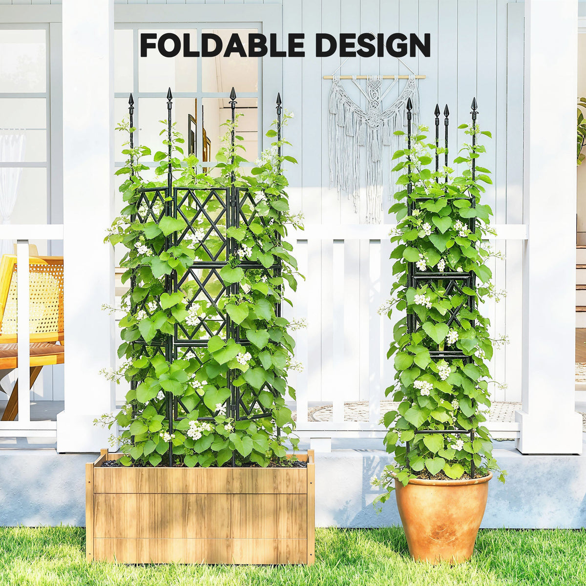 33.5 x 77.6 Inch Foldable Garden Trellis for Climbing Plants, Black