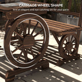 3-Piece Wooden Patio Dining Bench Set, Carbonized