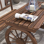 3-Piece Wooden Patio Dining Bench Set, Carbonized