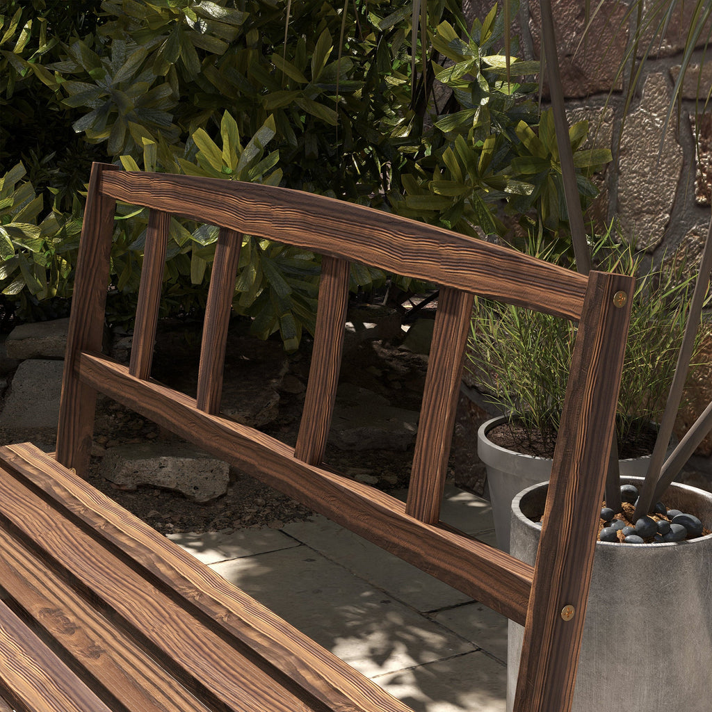 3-Piece Wooden Patio Dining Bench Set, Carbonized