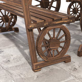 3-Piece Wooden Patio Dining Bench Set, Carbonized