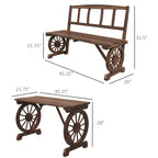 3-Piece Wooden Patio Dining Bench Set, Carbonized