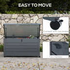 82 Gallon Galvanized Steel Deck Box with Wheels and Handles, Dark Grey