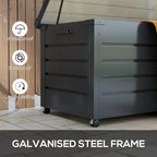 82 Gallon Galvanized Steel Deck Box with Wheels and Handles, Dark Grey