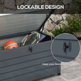 82 Gallon Galvanized Steel Deck Box with Wheels and Handles, Dark Grey
