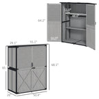 Wood Outdoor Storage Cabinet with Lock and Shelves, Gray