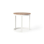 Ventura 20" Side Table in White - Teak Top