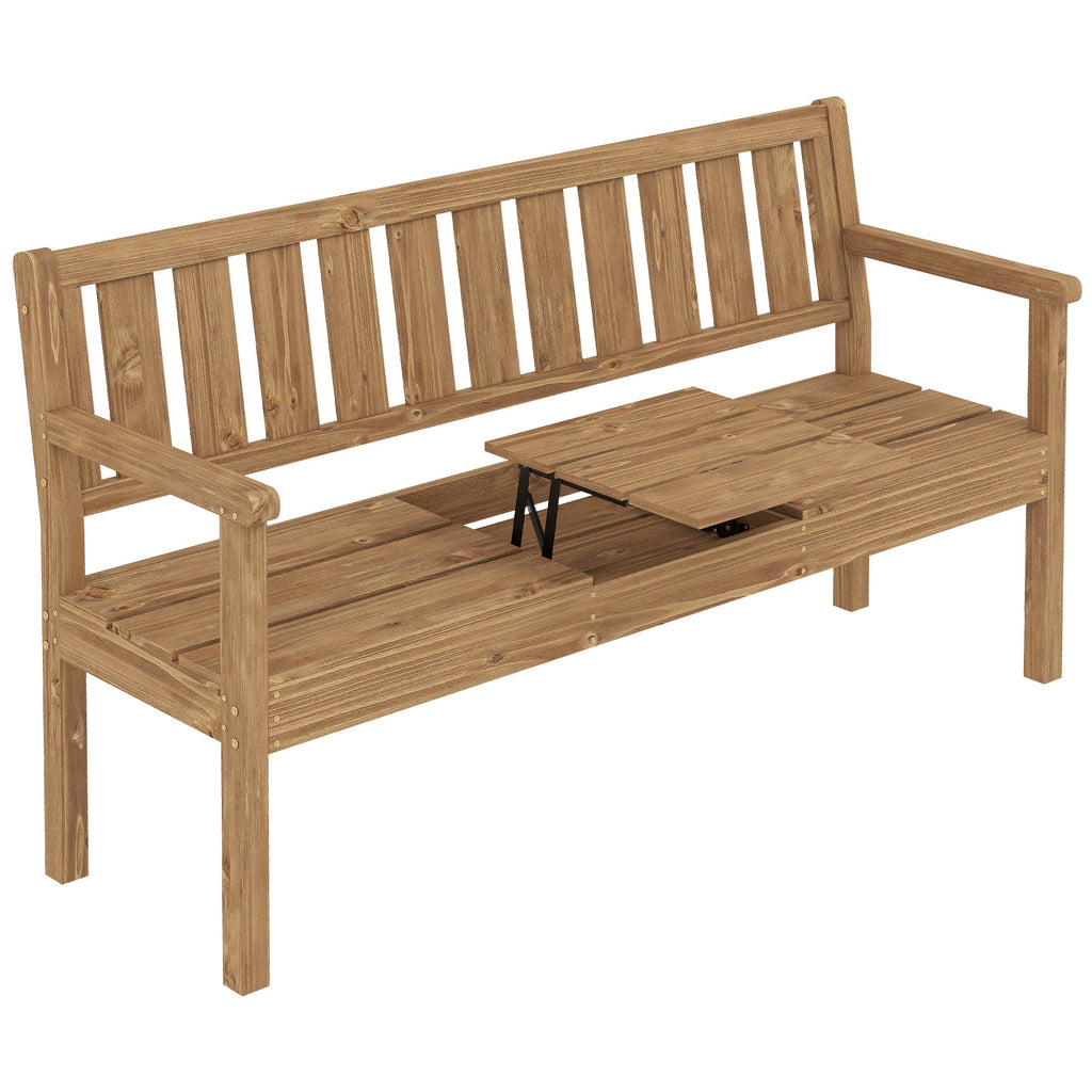 2-3 Seater Wooden Garden Loveseat with Liftable Table, Teak