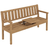 2-3 Seater Wooden Garden Loveseat with Liftable Table, Teak