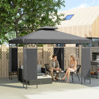10 x 10 ft Canopy Gazebo with Double Roof and Mesh Screen Panels, Dark Grey