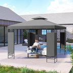 10 x 10 ft Canopy Gazebo with Double Roof and Mesh Screen Panels, Dark Grey