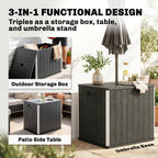 30 Gallon Outdoor Storage Box Side Table with Umbrella Holder