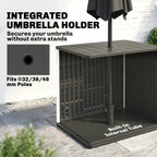 30 Gallon Outdoor Storage Box Side Table with Umbrella Holder