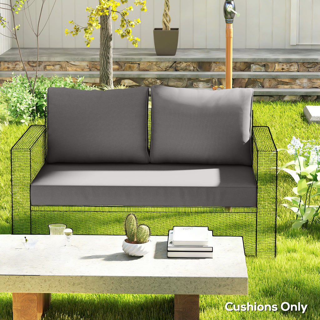 2 Seater Outdoor Seat Cushions with Backrest, Light Grey