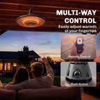 1500W Hanging Infrared Patio Heater with Carbon Fiber Tube, Remote & LED, Black
