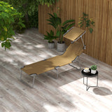 Adjustable Folding Lounge Chair with Sun Shade, Brown