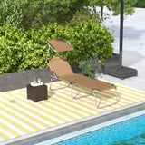 Adjustable Folding Lounge Chair with Sun Shade, Brown