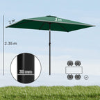 3 x 2 m Garden Parasol with Crank Handle and Tilt Function, Green