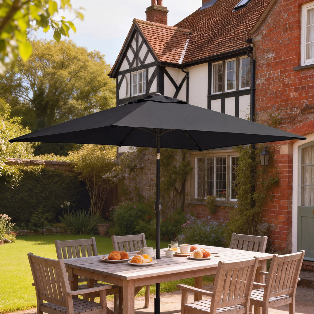3 x 2 m Garden Parasol with Crank Handle and Tilt Function, Black