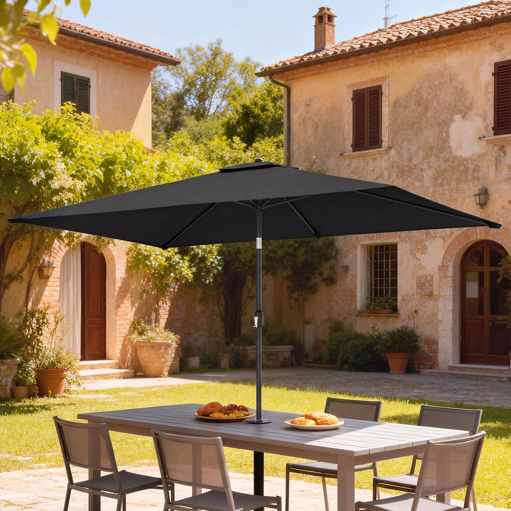 3 x 2 m Garden Parasol with Crank Handle and Tilt Function, Black