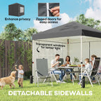 8.2 x 8.2 ft Pop-Up Canopy Tent with 4 Sidewalls & Sandbags, Dark Grey