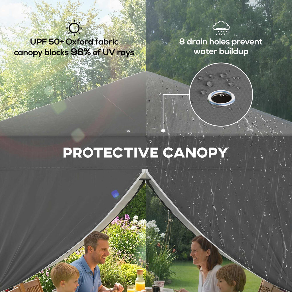 8.2 x 8.2 ft Pop-Up Canopy Tent with 4 Sidewalls & Sandbags, Dark Grey