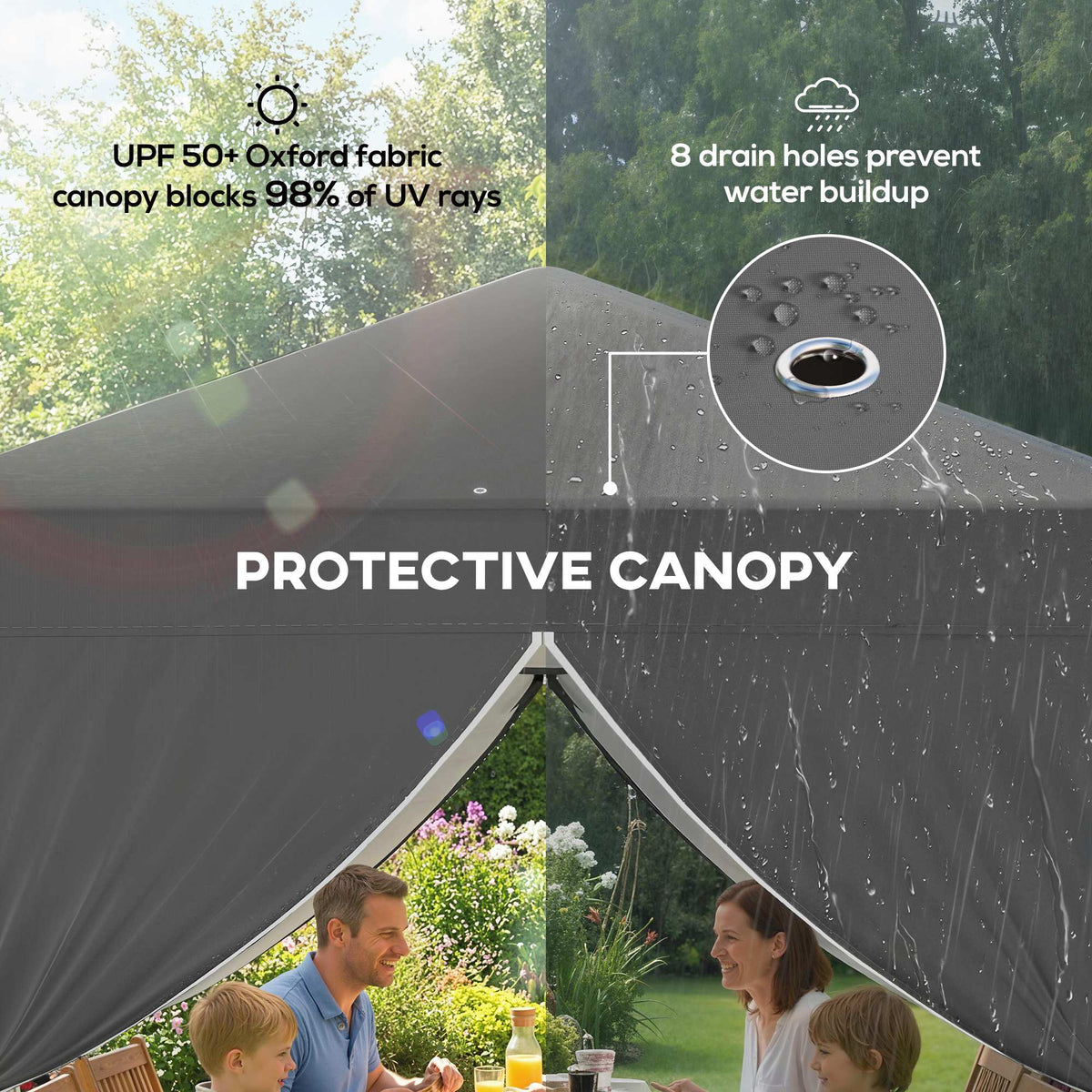 8.2 x 8.2 ft Pop-Up Canopy Tent with 4 Sidewalls & Sandbags, Dark Grey