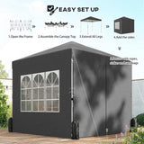 8.2 x 8.2 ft Pop-Up Canopy Tent with 4 Sidewalls & Sandbags, Dark Grey